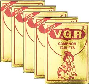 Buy V.G.R Kannan Camphor Tablets (50 Tablets, Set of 5 Boxes) Online at ...