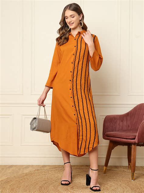 Tan Brown Women Shirt Dress