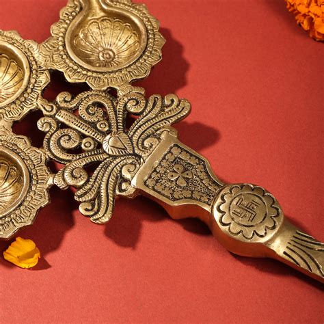 Brass Three Petal Pooja Spoon (13 Inch) – Vedansh Craft