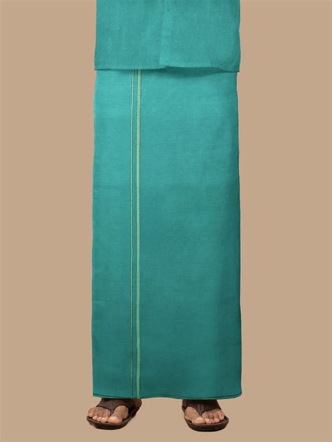 Men Cotton Blend Single Layer Dhoti & Towel Set Green with Assorted ...