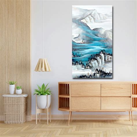 Canvas Painting - White Blue Mountain Art – SkinsLegend