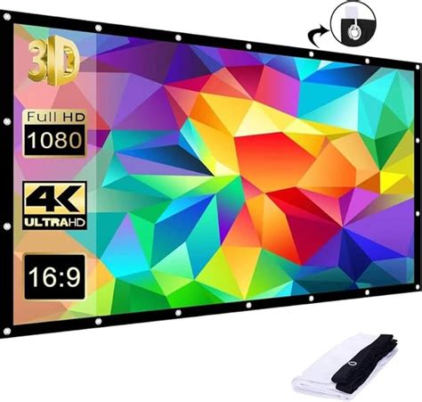 Spline 300 inch Projector Screen,4K 16:9 Portable Eyelet Premium Video ...