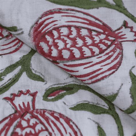 Buy Hand Block Print Pomegranate Pure Cotton Fabric – DMAASA