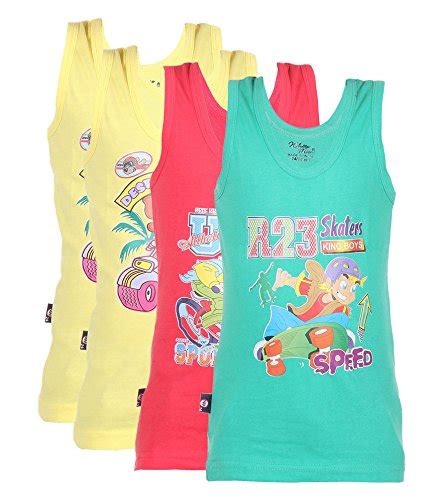 White Moon Printed Vests - Pack of 4 Multicolour : Amazon.in: Fashion