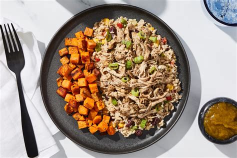 Shredded Jerk Chicken & Rice with Sweet Potatoes & Mango Jam - Factor