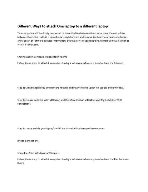 Different Ways to attach One laptop to a different laptop - the method ...