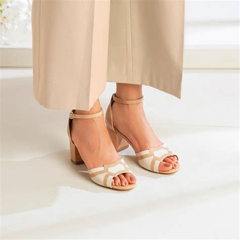 Buy Online Ivory Gemma Mid Heel Sandals for Women, Handmade Block Heels ...
