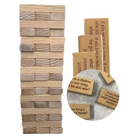 Buy Ice Breaker Questions Wood Balance Stacking Blocks Game - Get to ...
