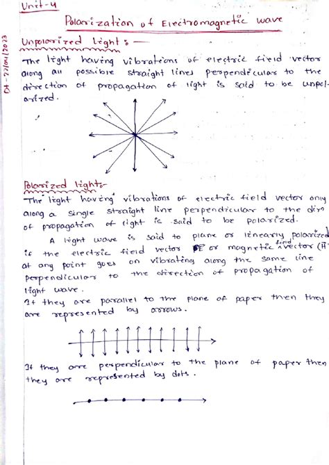 Electromagnetic Theory: Polarization of Light in UNIT-4 - Studocu
