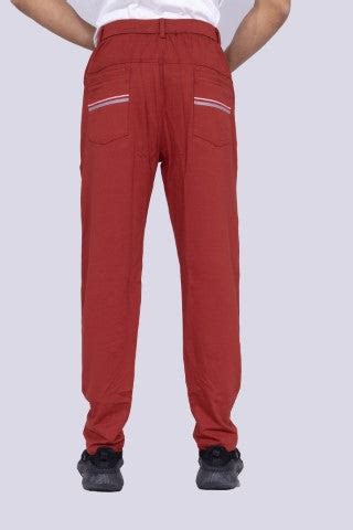 Brick colour button track pants with back pocket details – Urban United