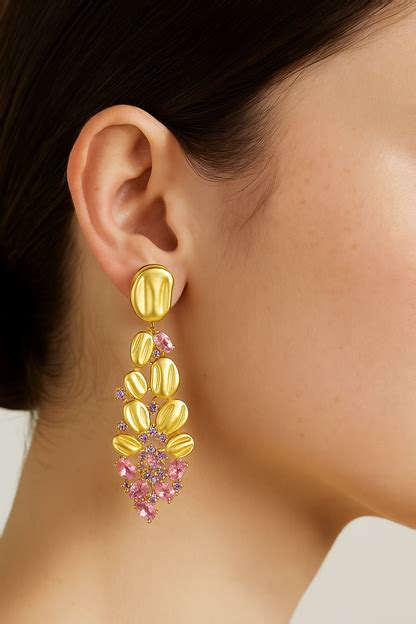 African Cubic Zirconia long earring – ARISAA