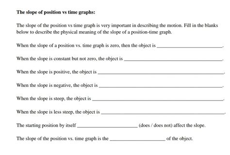 Solved The slope of position vs time graphs: The slope of | Chegg.com
