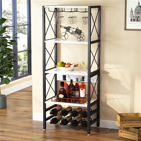 Buy Tribesigns Wine Bakers Rack, 4-Tier Modern Wine Rack Freestanding ...