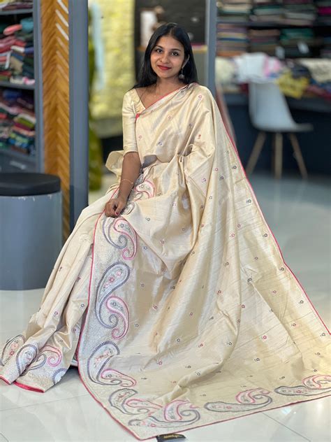 Pastley Embroidery Semi Tussar Saree | BLD249 – Aham Designer Boutique