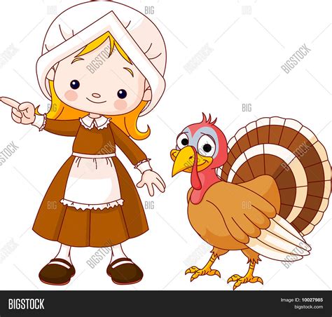 Thanksgiving Pilgrim Girl Clip Art