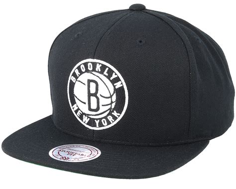 Brooklyn Nets Wool Solid Black Snapback - Mitchell & Ness caps ...
