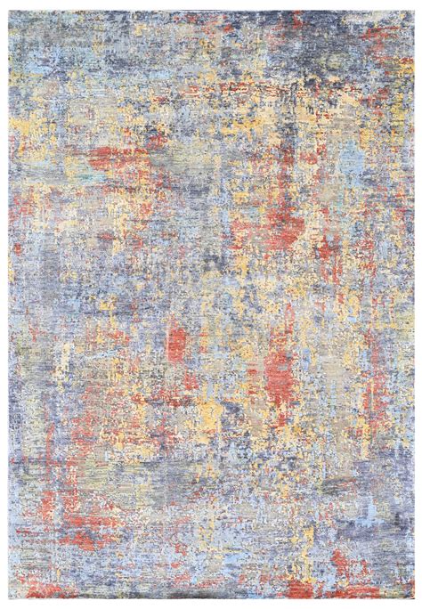 Vivid Mosaic Hand Knotted Wool and Silk Rug – Bhadohi Carpets