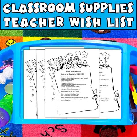 Kindergarten Supplies List Editable School Supply Template - Caroline ...