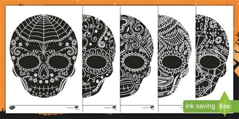 Skull Colouring Silhouettes (teacher made) - Twinkl