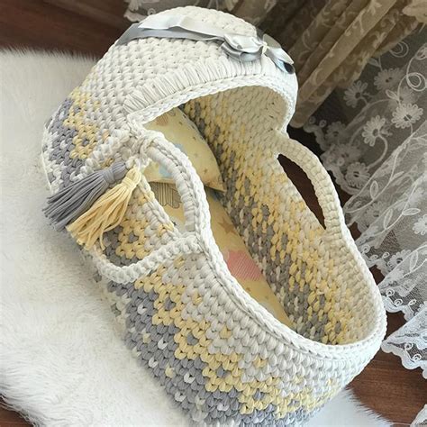 Moses Basket Baby Crochet Moses Basket With Handles Handmade | Etsy