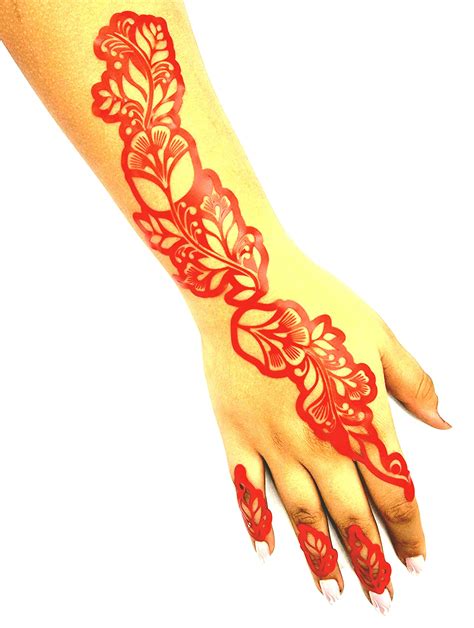 Henna Sticker,Stencils, Arabic Mehndi,Indian, Red Or Black (Random ...