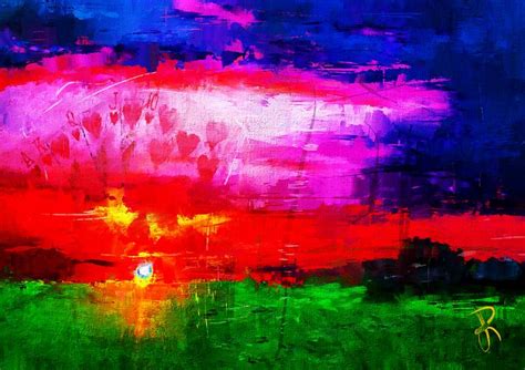 The Royal Flush Like Sunrise. Semi-Abstract Landscape. Playing cards ...