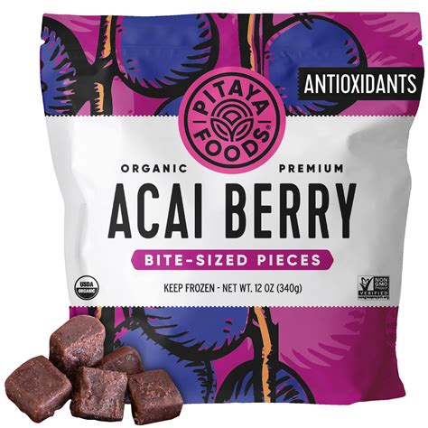 Pitaya Foods Frozen Acai Berry Pieces, Pure Unsweetened Organic Frozen ...