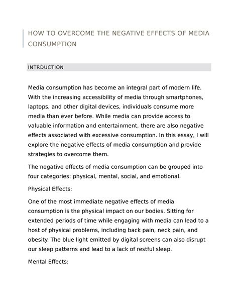 How to Overcome the Negative Effects of Media Consumption - HOW TO ...