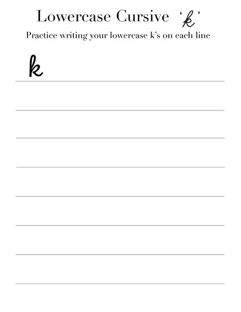 Cursive 'K' Worksheets to Practice Capital, Upper and Lowercase Letter ...