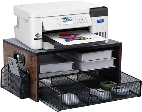 Printer Stand,Desktop Printer Stand with 2-Tier Storage Shelves for ...