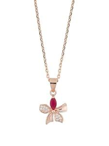 Buy Zosimos 925 Sterling Silver Rose Gold-Plated Flower Necklace with ...