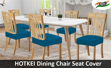 HOTKEI Pack of 4 Airforce Blue Dining Chair Seat Cover 200GSM Fabric ...