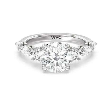 Fancy Cut Side Stone with Bridge Accent Engagement Ring – WithClarity India