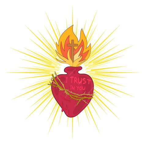 Premium Vector | Sacred Heart of Jesus catholic symbol