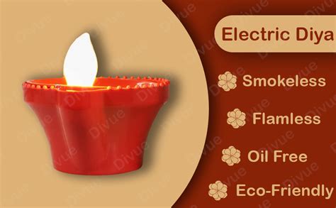 Buy DIVUE Water Sensor Diya Lights Electric Flameless & Smokeless LED ...