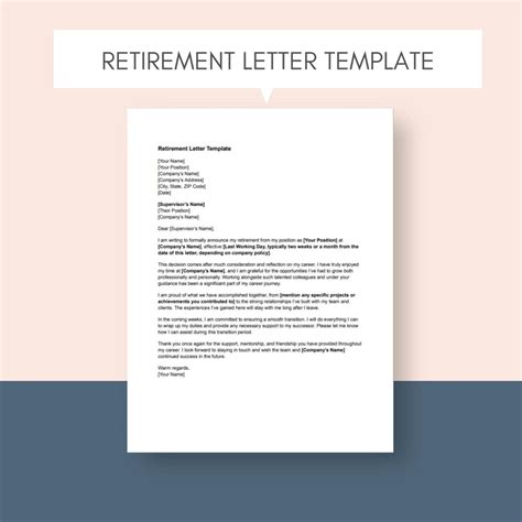 Retirement Letter Template Letter of Retirement Retiree Letter Retirement Letter to Employer ...