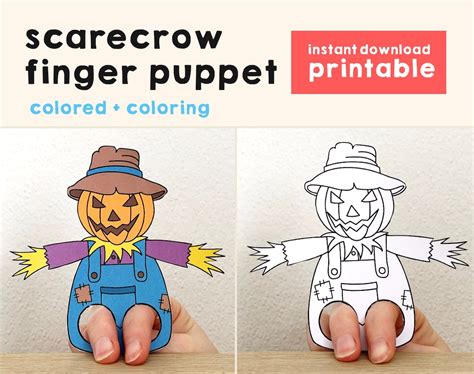 Buy Scarecrow Paper Craft Printable Halloween Spooky Day Finger Online ...