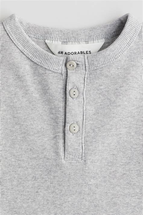 Cotton Henley top - Grey marl - Kids | H&M IN