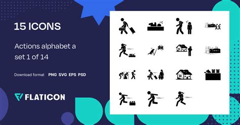 Actions alphabet a set 1 of 14 Icon Pack | 15 .SVG Icons