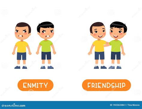 FRIENDSHIP and ENMITY Antonyms Flashcard Vector Template. Stock Vector ...