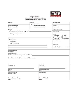 Fillable Online IME (M) SDN BHD STAFF REQUISITION FORM Fax Email Print ...