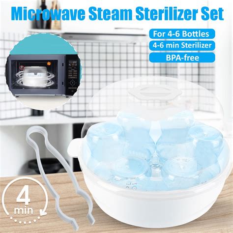 Baby Bottle Microwave Steam Sterilizer Set Safe BPA-free Fit 6 Milk ...