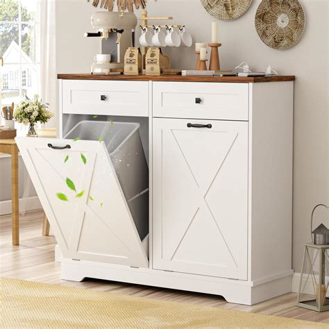 Amazon.com: FiveWillowise Double Tilt Out Trash Cabinet, Farmhouse ...