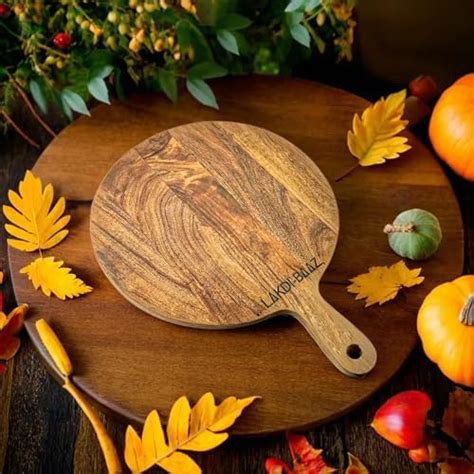 Buy T One Woods Indian Pure Wood Round Cutting/Chopping Serving Board ...