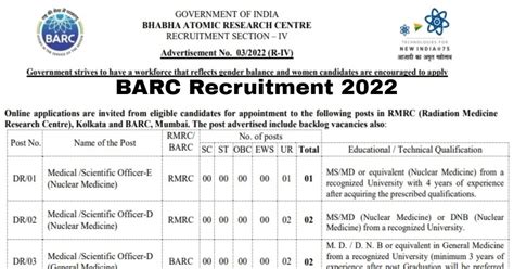 BARC Recruitment 2022: भाभा एटॉमिक रिसर्च सेंटर में इन पदों पर निकली ...