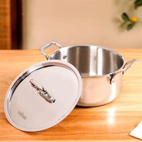Tri Ply Stainless Steel Casserole Pot With Lid 4000ml Online - Premium ...