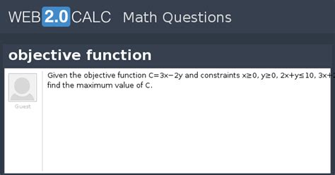 View question - objective function
