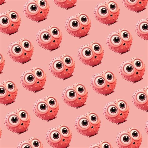 Cute heart pattern, pink cartoon 3d heart. big eyes with heart ...