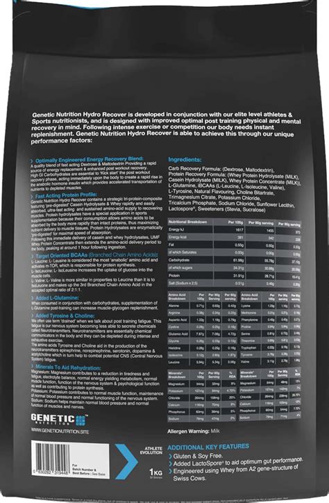 Buy GENETIC NUTRITION HYDRO RECOVER CARB PROTEIN RECOVERY POST TRAINING ...