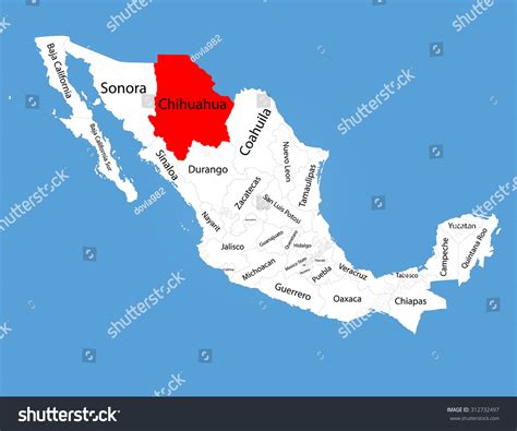 Chihuahua Mexico Vector Map Silhouette Isolated: стоковая векторная ...